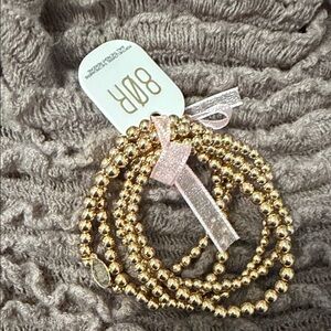 8 Other Reasons - Gold Beaded Stretch Bracelet Set